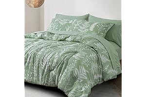 PHF Nature Comforter Queen: Sage Green Botanical Bedding Set
