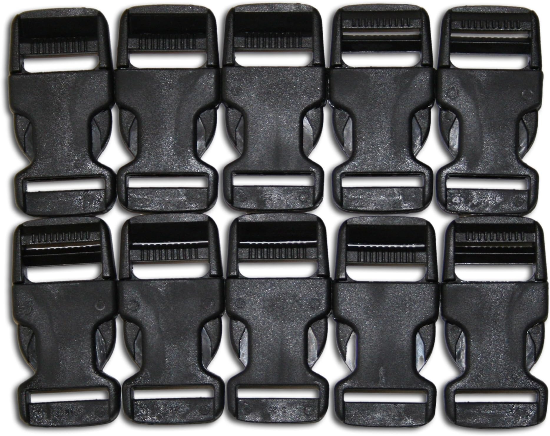 Quick Snap Buckles Flat Side Plastic Buckles (10-Pack), Black with Quick Release Mechanism- 1.25x2.65 Inches โ Suitable for Crafts & DIY