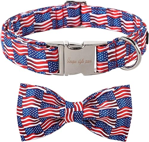 Unique style paws Collar de perro con bandera del Día de la Independencia, ideal para perros pequeños, medianos y grandes