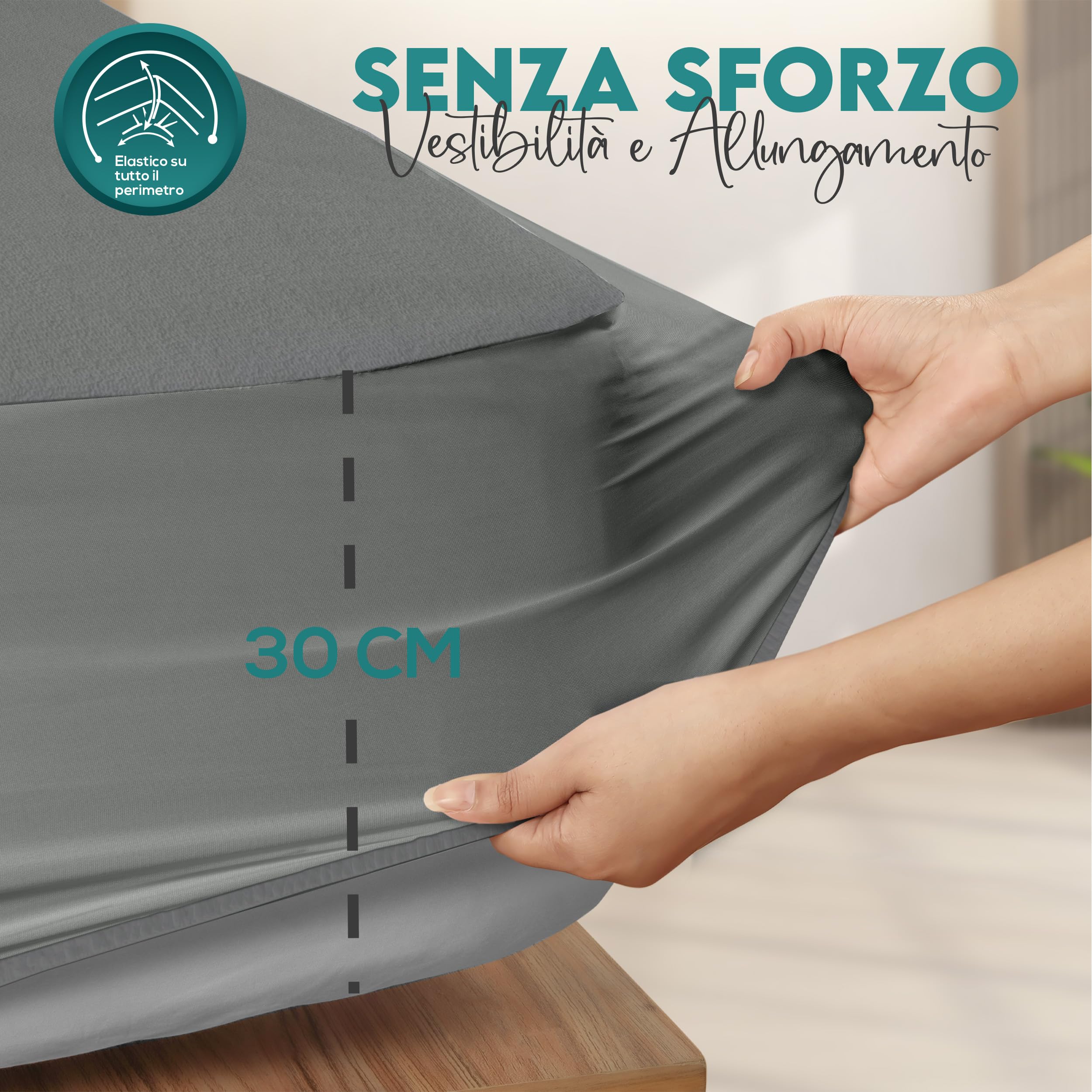 Utopia Bedding Coprimaterasso Matrimoniale Impermeabile 160 x 200 x 30 cm, Certificato OEKO-TEX, Proteggi Materasso, Traspirante, Lavabile, Stile Montato Tutto Intorno Elastico Grigio