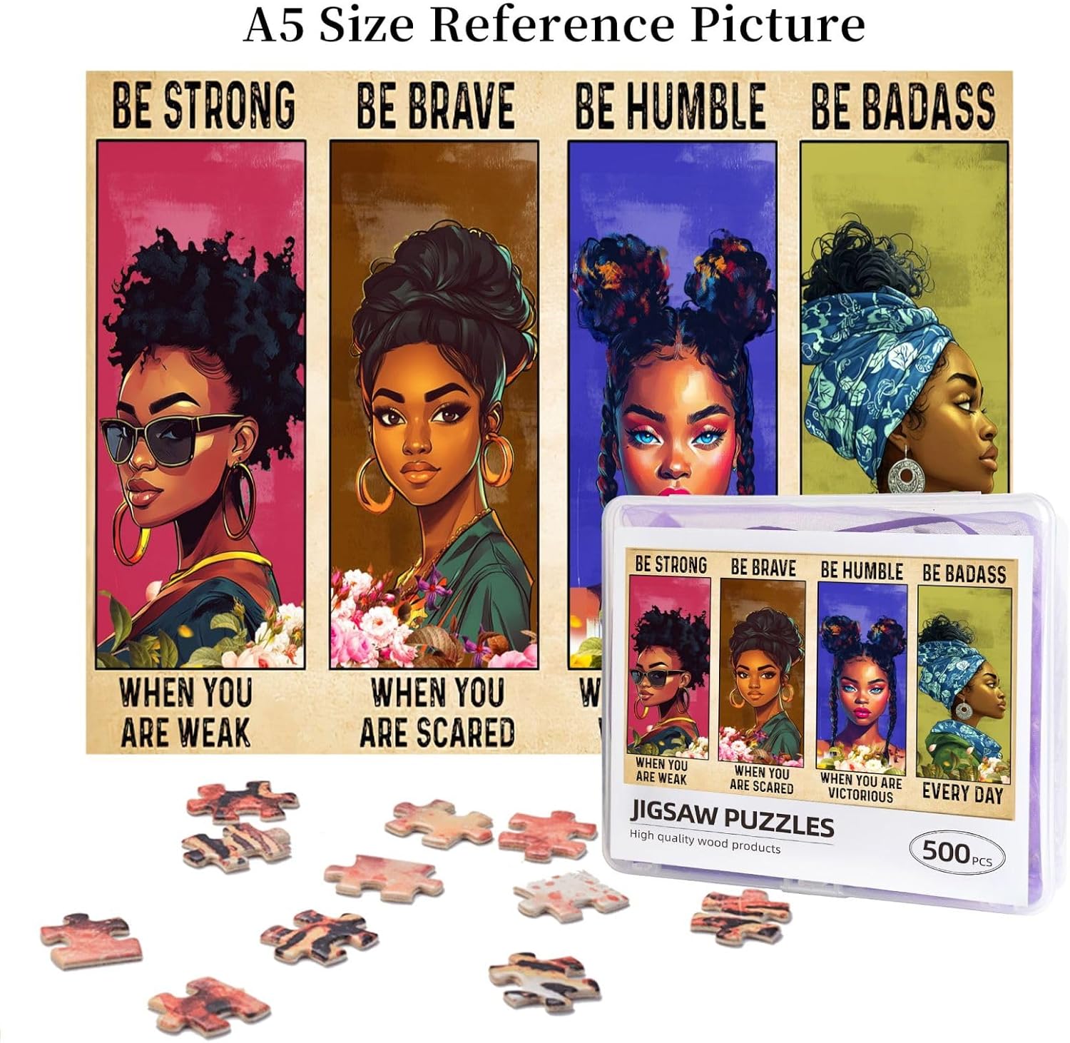 African American Jigsaw Puzzles Black Queen Girl Jigsaw Puzzles for Adults Fun Family Game Motivational Toy Educational