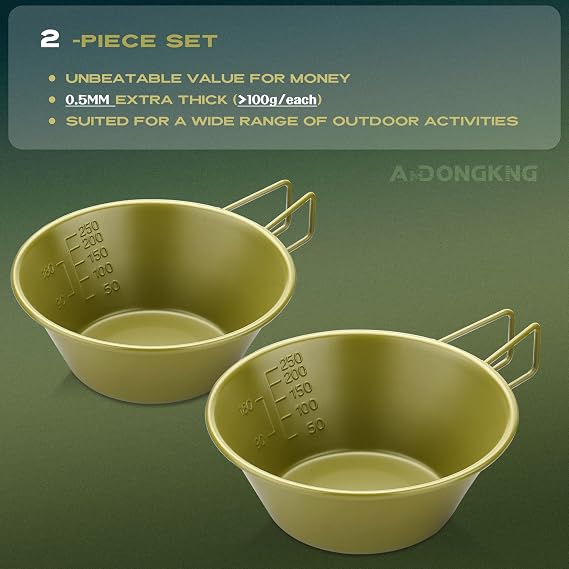250ml Camping Sierra Cups, Stackable Coffee Mug, 2-Pack