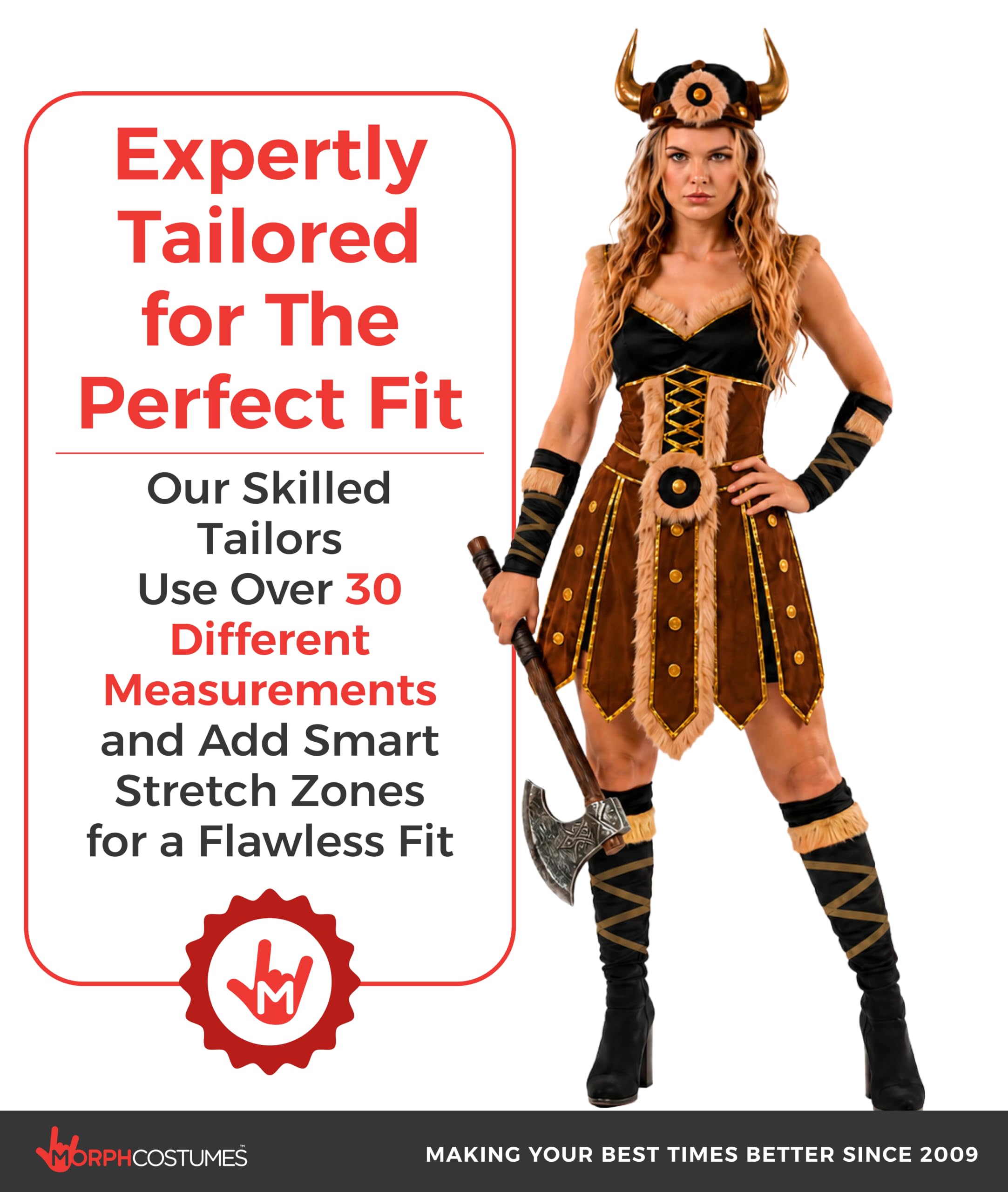 Morph Costume Vichinga Donna, Costume Guerriera Halloween Donna