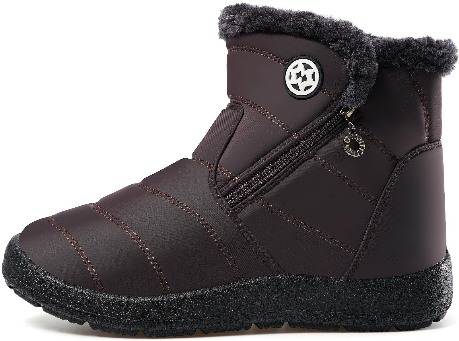 Stivali Donna Stivaletti Invernali Impermeabili Cerniera Stivali da Neve Cotone Caldo Peluche Caviglia Boots Bassi Scarpe Ultraleggero