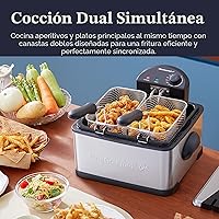Vista 8 de Elite Gourmet EDF434 - Freidora eléctrica con capacidad de aceite de 4.5 cuartos con perilla de temperatura, 2 cestas, potente de 1700 vatios, tapa