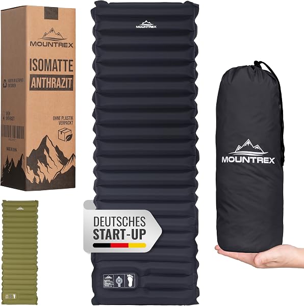 MOUNTREX Karimata – kempingowy materac dmuchany z pompką nożną, bardzo | Nadmuchiwany materac, mata do spania na świeżym