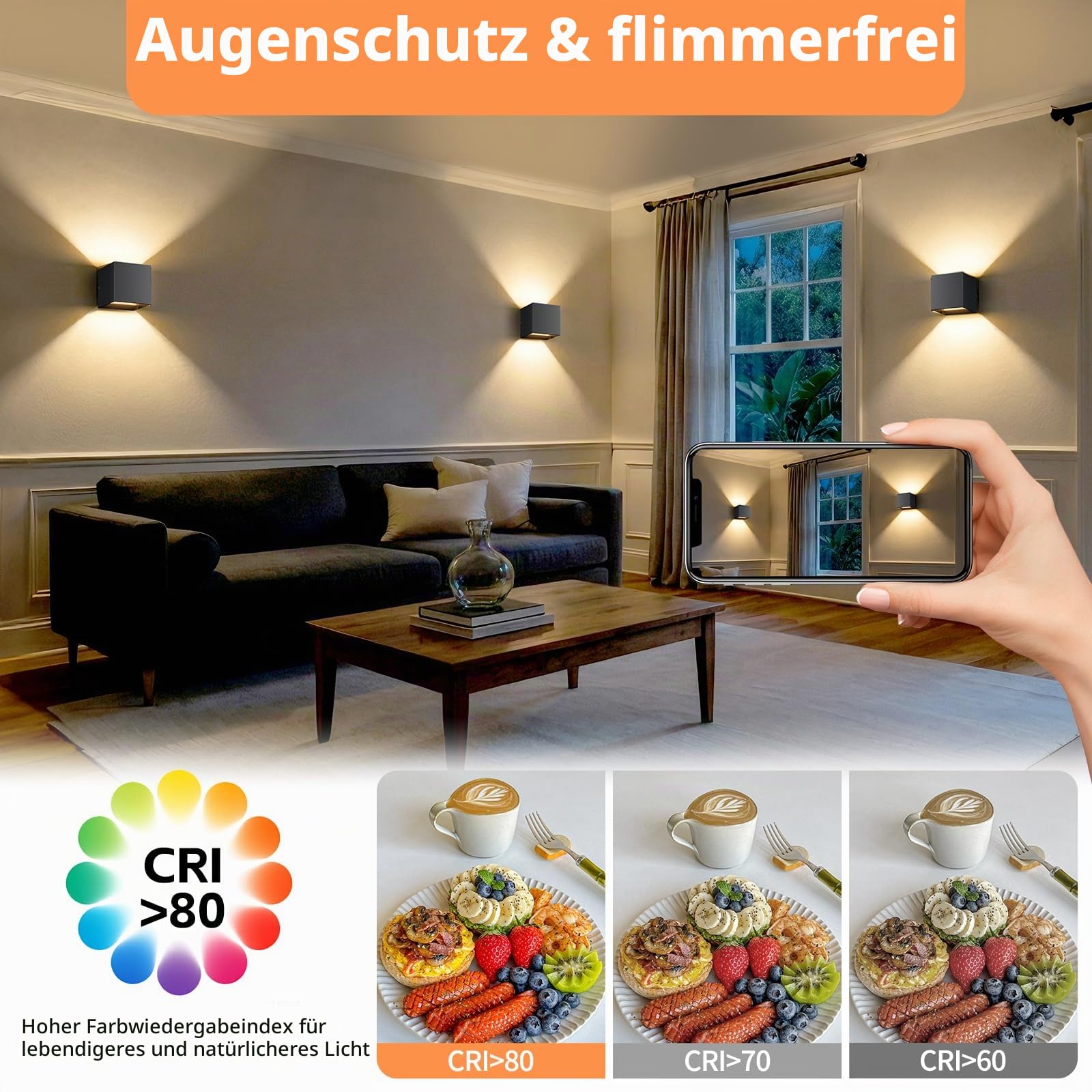 KYOTECH Wandleuchte mit G9 LED Lampe, IP65 Wandlampe 3000K 1er Schwarz | Außenwandleuchten mit 6W 820LM Austauschbarer G9 LED Lampe und Einstellbar Abstrahlwinkel für Wohnzimmer Garten
