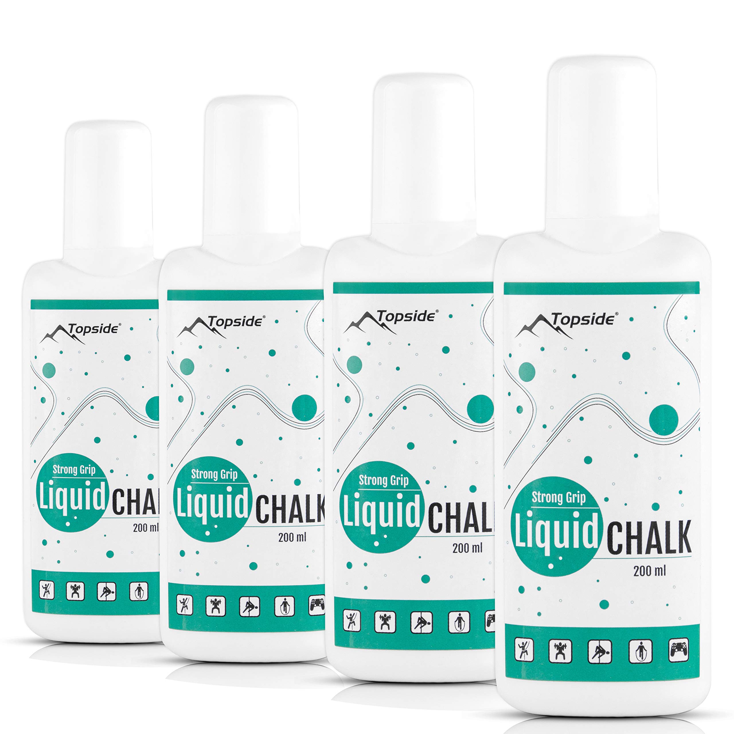 TOPSIDE Großpackung 4 x Liquid Chalk á 200ml - Flüssiges Magnesiumcarbonat zum Klettern, Bouldern und Crossfit