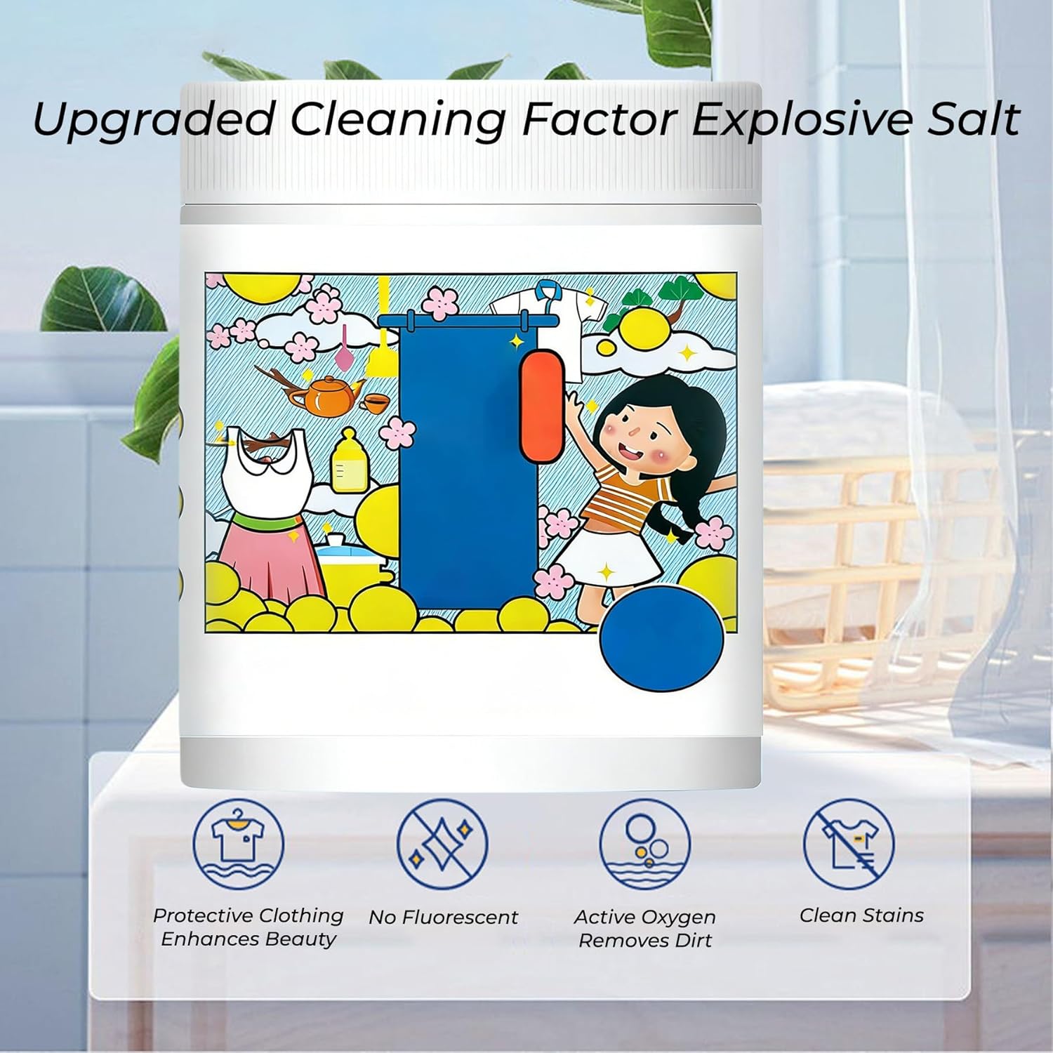 Hyper Concentrated Laundry Detergent Powder, Oxygen Laundry Booster & Strong Stain Remover for Clothes, Chlorine-Free Formula Safe for Mother and Baby, Lifts Milk, Sweat & Oil Stains (1 Pcs)