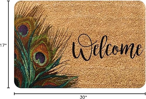 Miniatura 3 de Tapetes de bienvenida para puerta delantera entrada al aire libre tapete de bienvenida con plumas de pavo real tapete de bienvenida regalo de