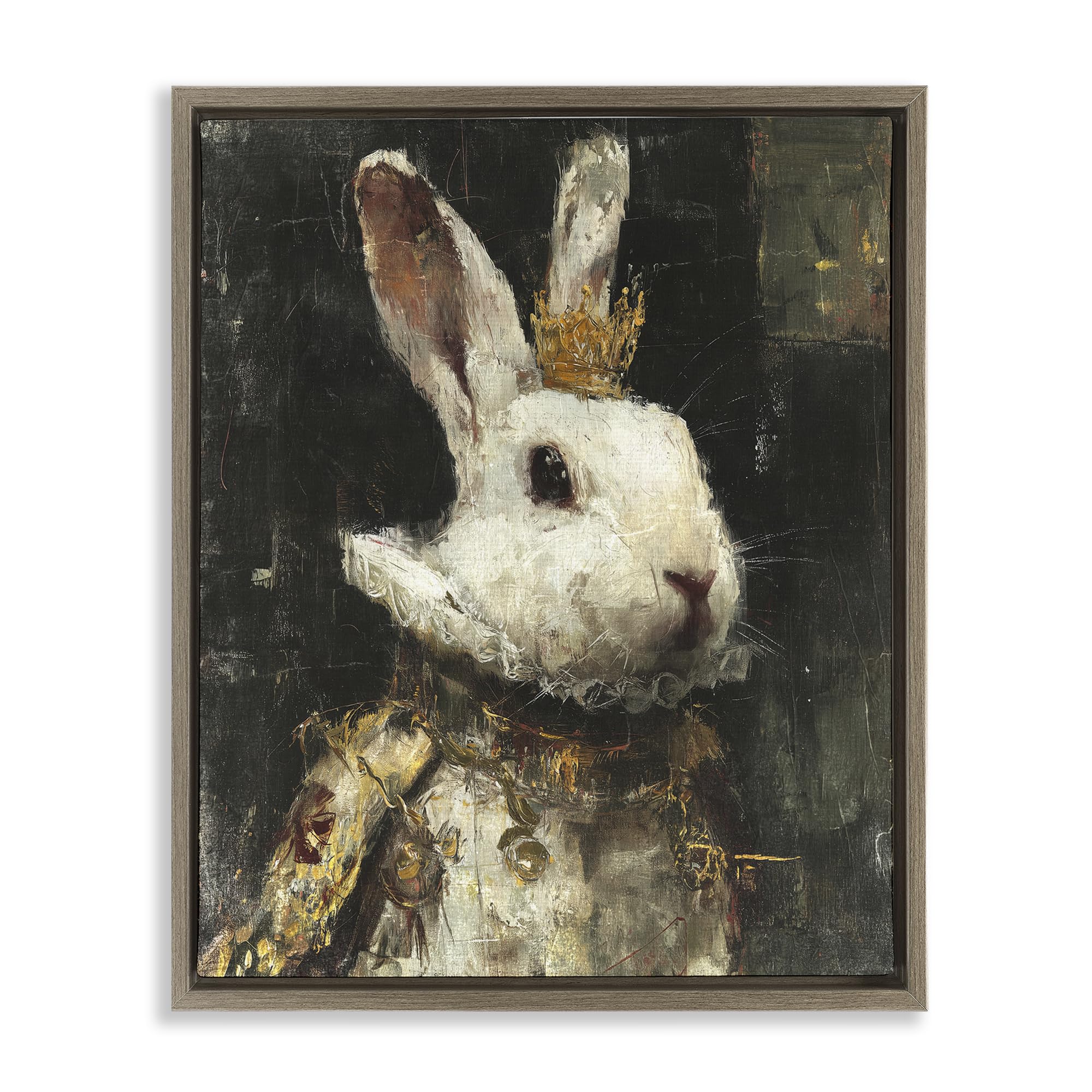 'Regal Hare Portrait'| Floating Frame Canvas Art