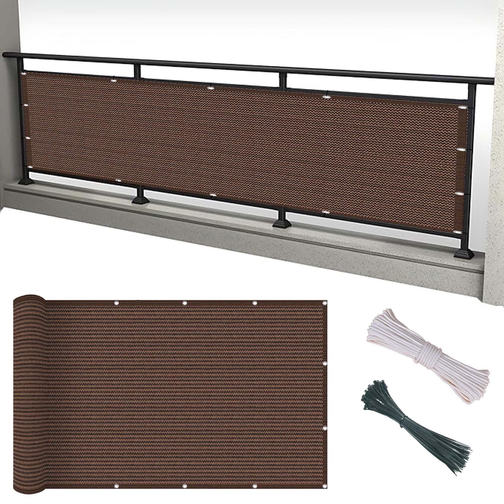 GJZQDKX Opaque Balcony Cladding 70x500cm 95% UV Protection Breathable & Water Permeable with Cable Ties for Balcony & Patio Brown Fence Surround