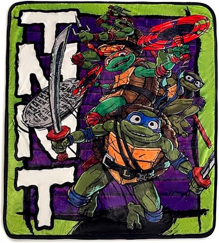 Northwest Teenage Mutant Ninja Turtles - Manta Sherpa de seda táctil, 40 x 50 pulgadas, Turtle Terror