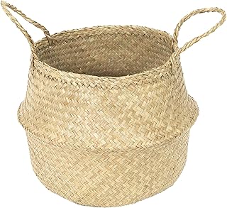 GJCrafts Panier de rangement pliable fait à la main - Décoration en rotin tissé - Décoration écologique originale