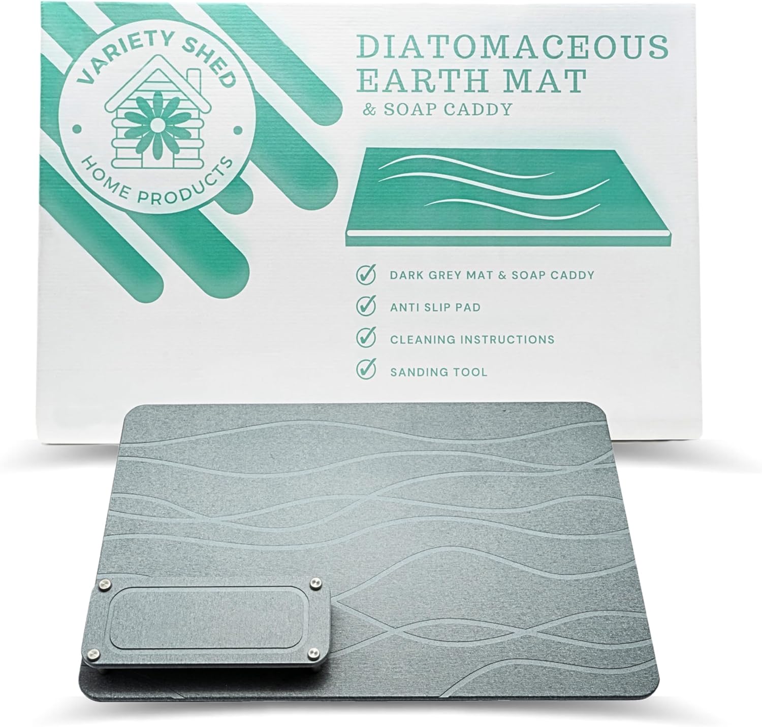 Variety Shed Stone Bath Mats for Bathroom with Soap Caddy