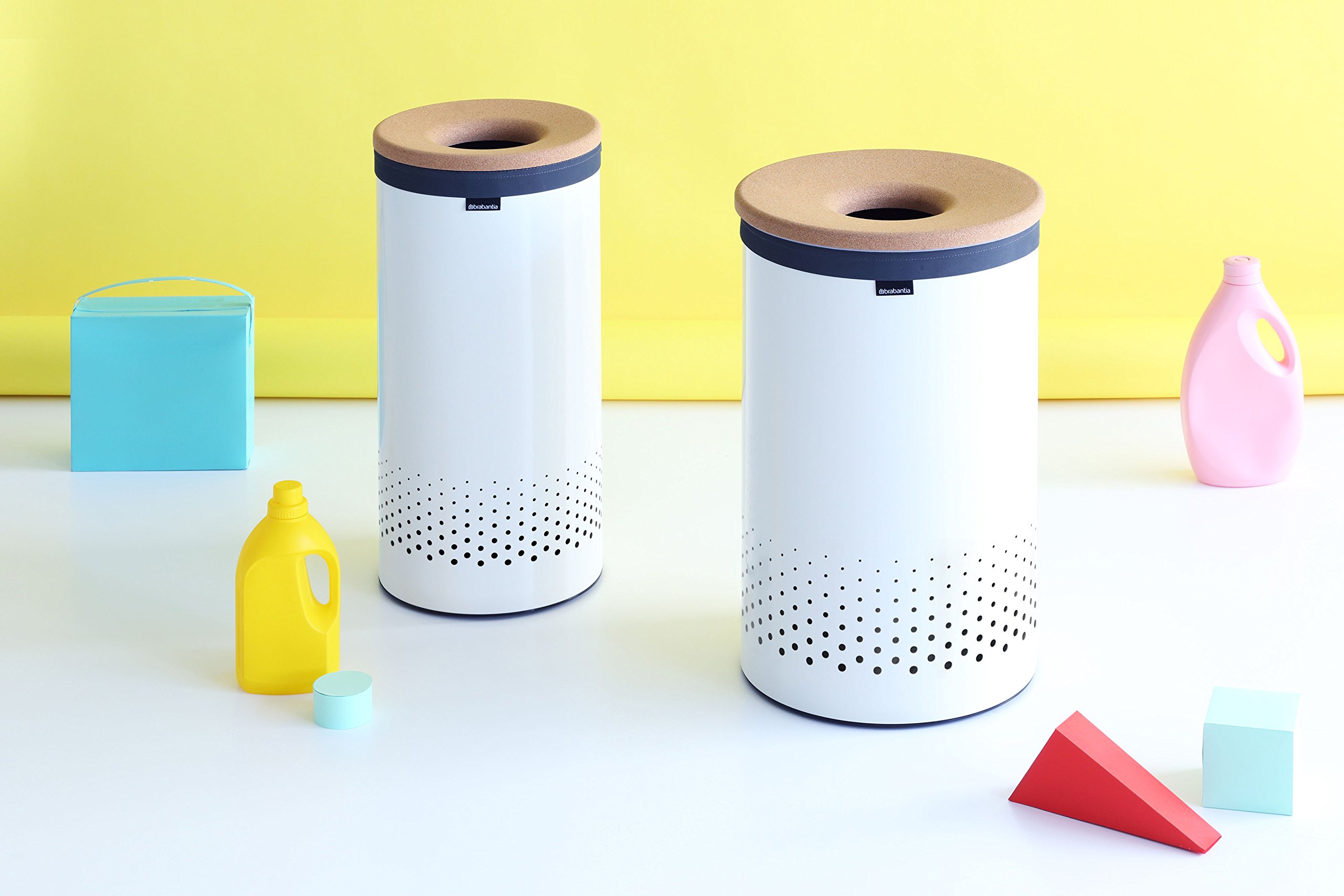 Brabantia Stalowy kosz na bieliznę 35L, pokrywa z korka, Biały