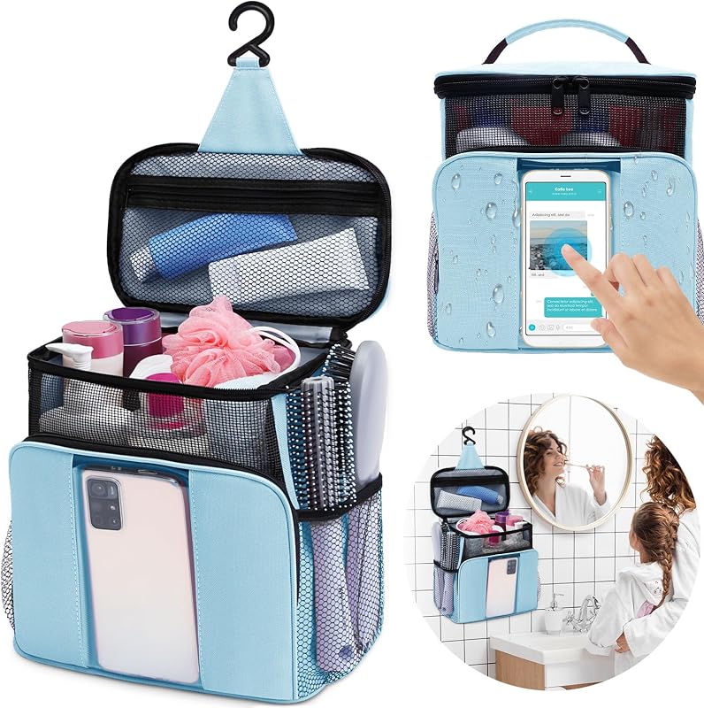 NOBLIGOAL Necessaire organizadora com gancho e bolsos de tela, 25,0 cm x 14,1 cm x 25,5 cm