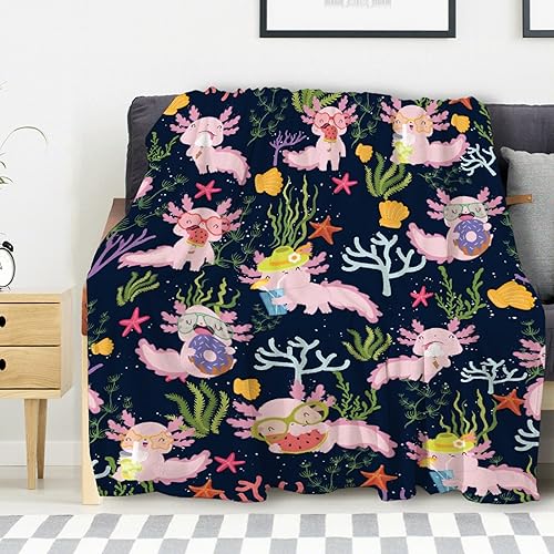 Bonita manta de franela de ajolote súper suave y cálida para cama, sofá de 40 x 30 pulgadas para manta de cachorro