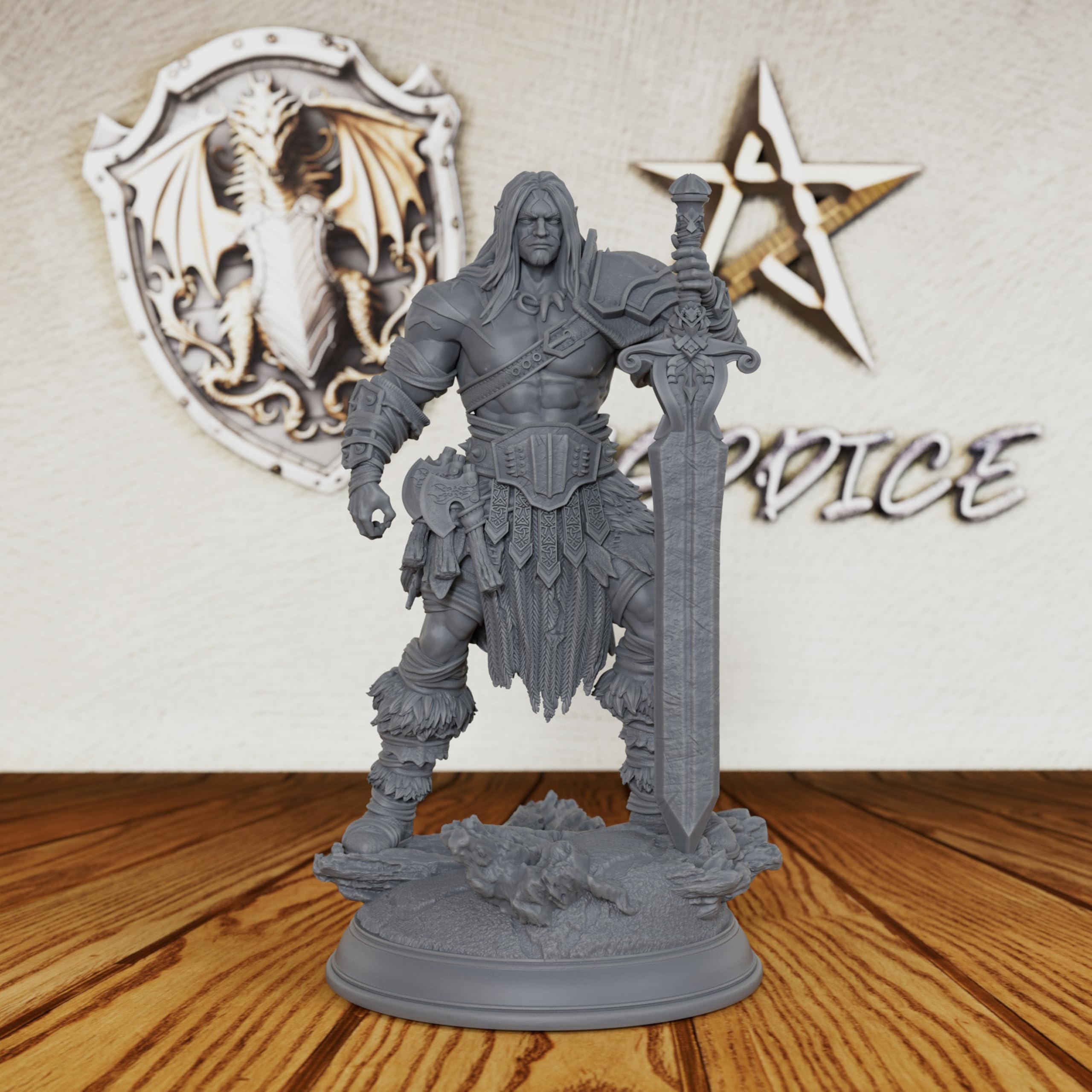 AUSPDICE 32mm DND Miniature Goliath Barbarian with Massive Sword, AS144