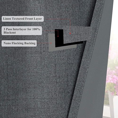 Miniatura 5 de GRALI-DECOR Panel de puerta de patio, extra ancho, con aislamiento térmico, 100% bloqueo de luz, cortina para puerta corrediza de vidrio, cortina de