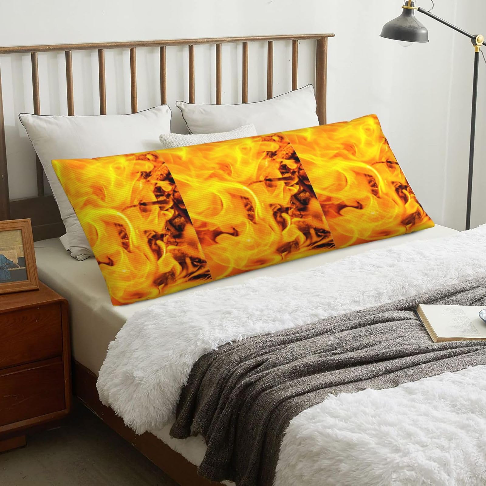 Fire And Flames, Body Pillow Cover with Zipper,Long Body Pillowcase 20 x 60 in