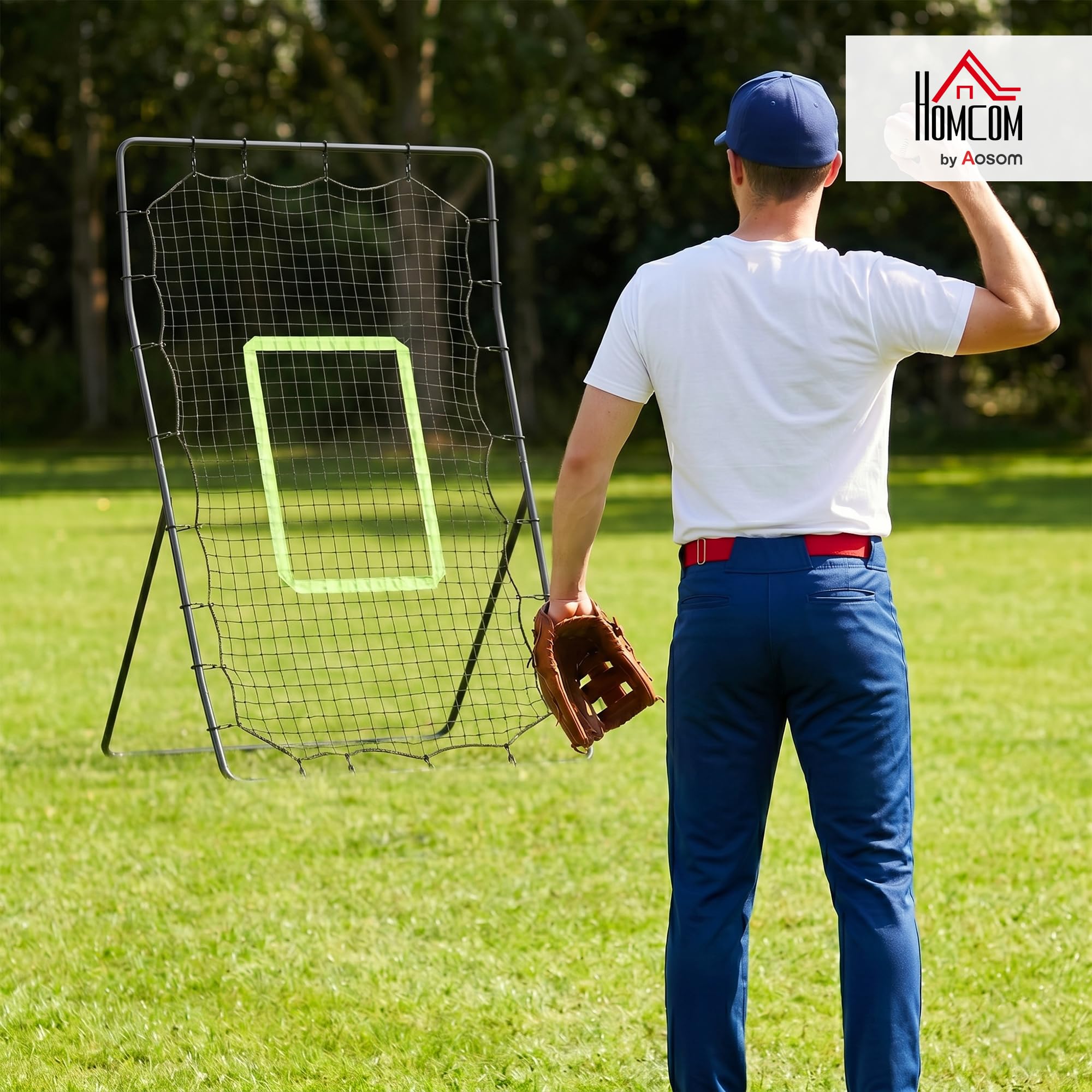HOMCOM Rete Elastica Rimbalzo da Baseball Rimbalzatore Portatile