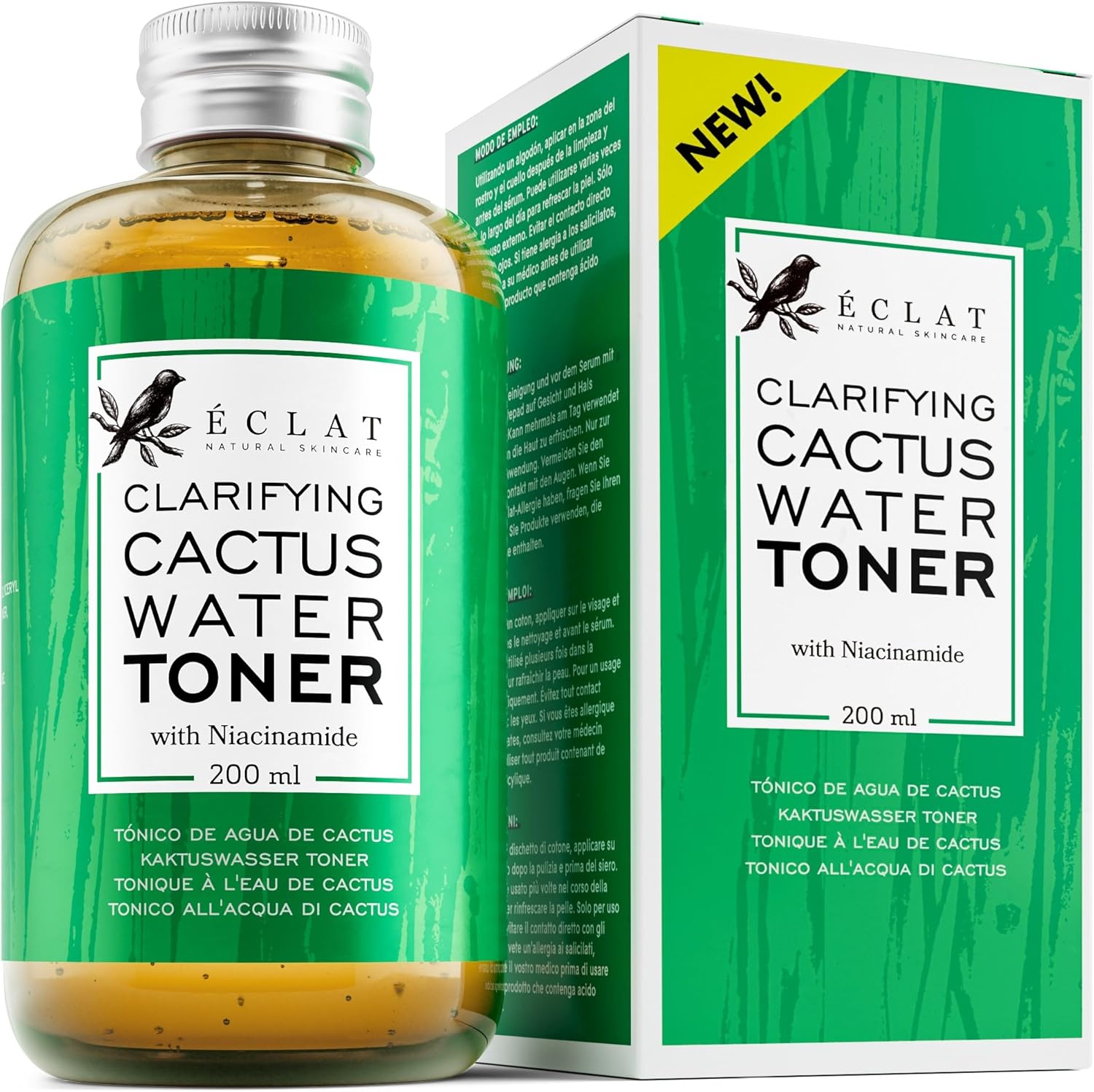 Cactus Water Toner – Prickly Pear + Niacinamide – Hydrating Toner for Face, Skincare Toner to Brighten and Tighten Pores, Soothing Toner for All Skin Type, Alcohol Free