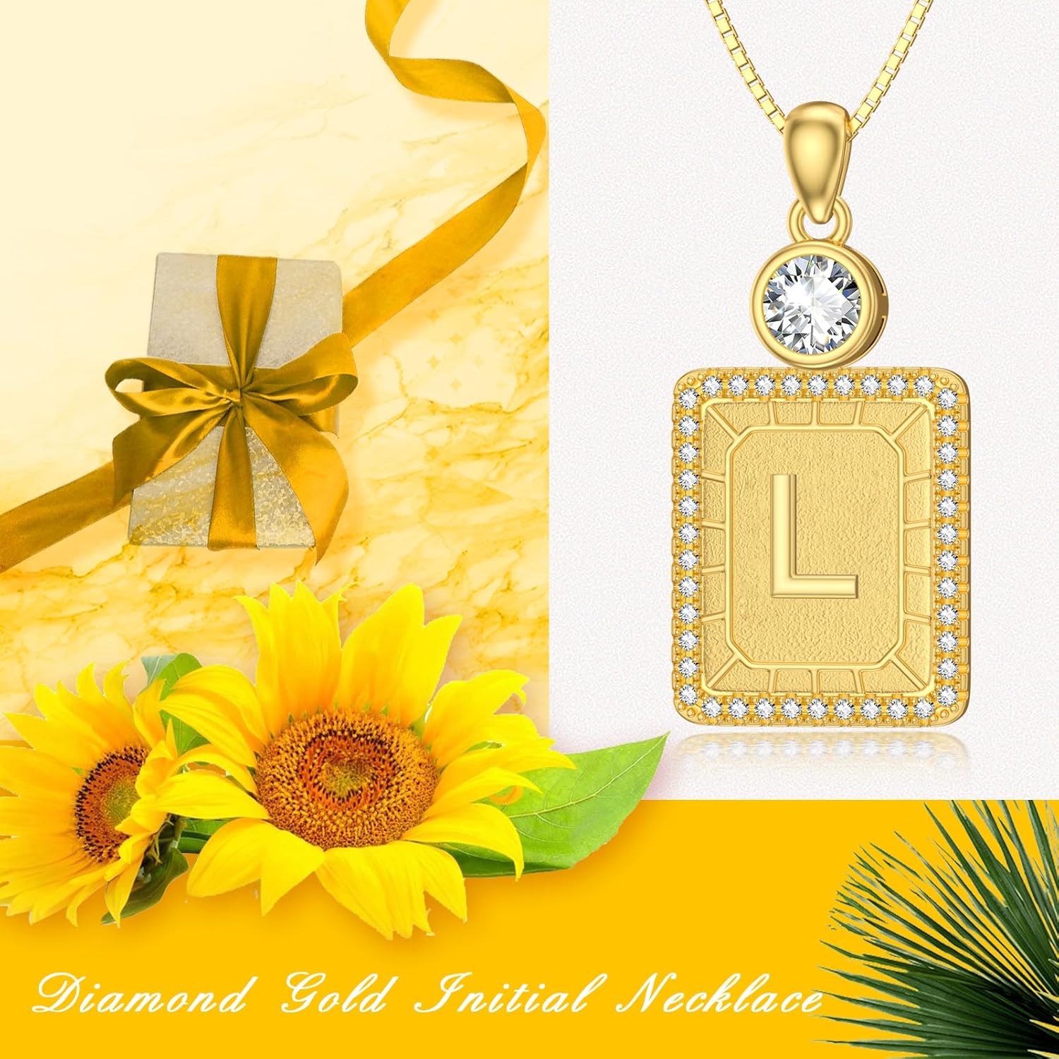 18K Gold Initial Necklaces for Women, A-Z Letter Necklace for Her Birthday Christmas Gift for Mom Friends, Yellow Gold Sterling Silver Initial Tag Pendant Necklace with Box Chain, Anniversary Jewelry for Wife Girlfriend(18K Real Gold Filled) - Image 3