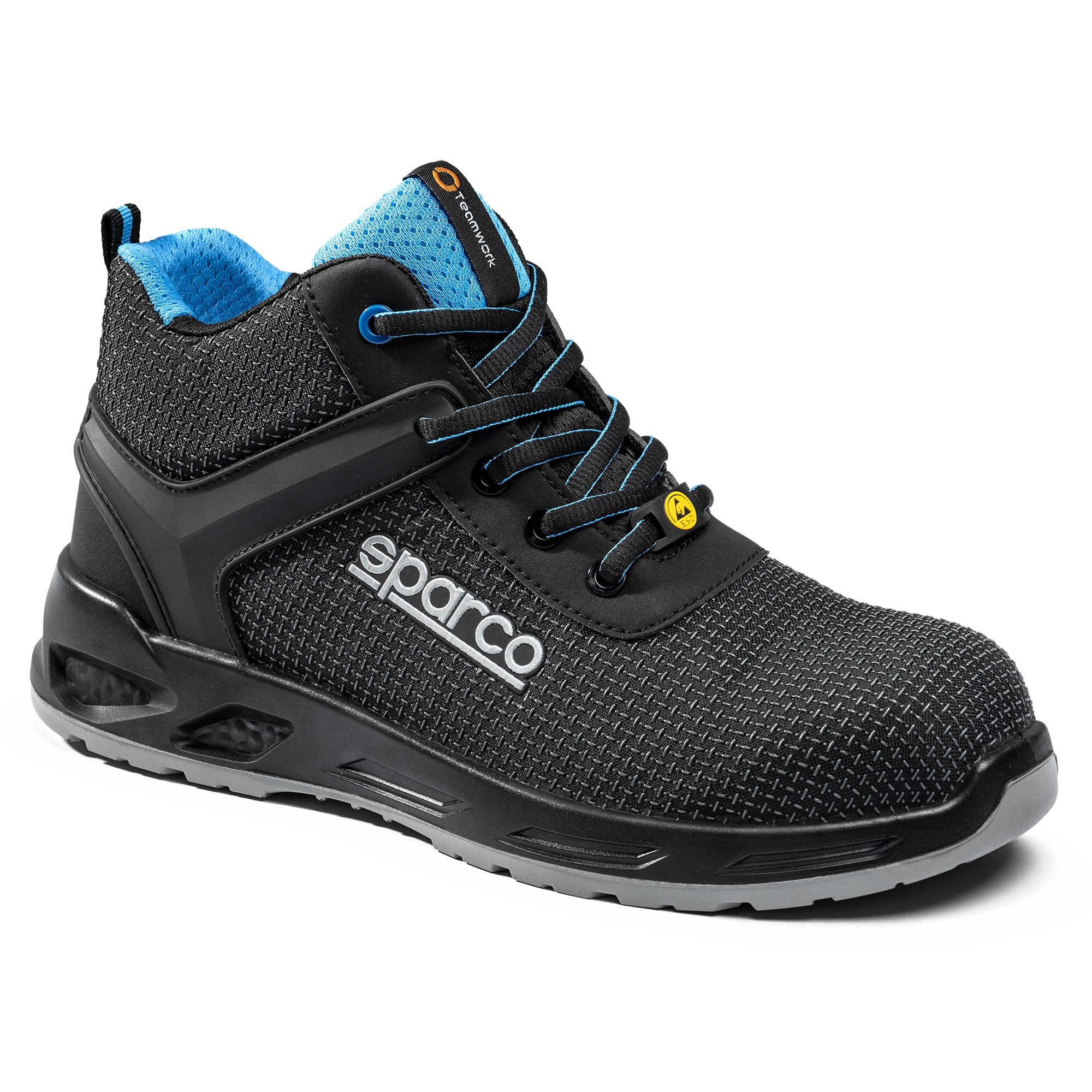Sparco Horizon Tek-H Rialto Scarponcini Antinfortunistici S3S SR FO ESD. Nuova normativa 2024, Alti con Supporto Caviglia, Tessuto Tecnico Idrorepellente e Metal Free. EU 48