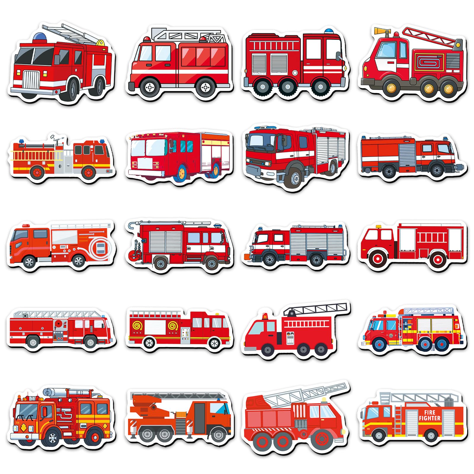 Fire Truck Fridge Magnets 20 Pcs Cartoon Funny Vehicle Refrigerator Magnet for Whiteboard Girls Boys Kitchen Office Classroom Home Locker School Decoration