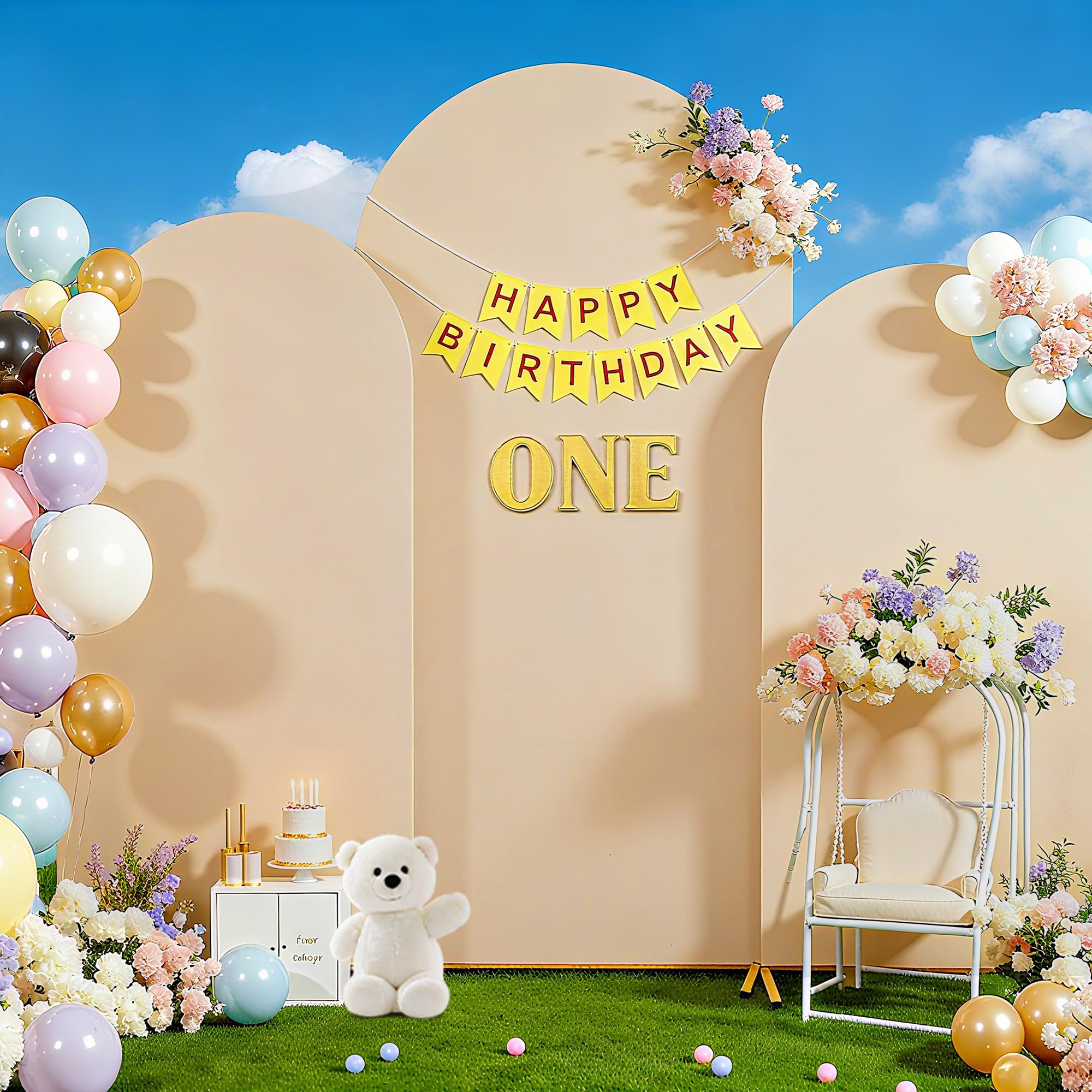 Copertura per arco nuziale | Copertura per sfondo arco nuziale Copertura per telaio arco | Adatta per matrimoni, feste di compleanno, cerimoni (Beige, 6.6FT)