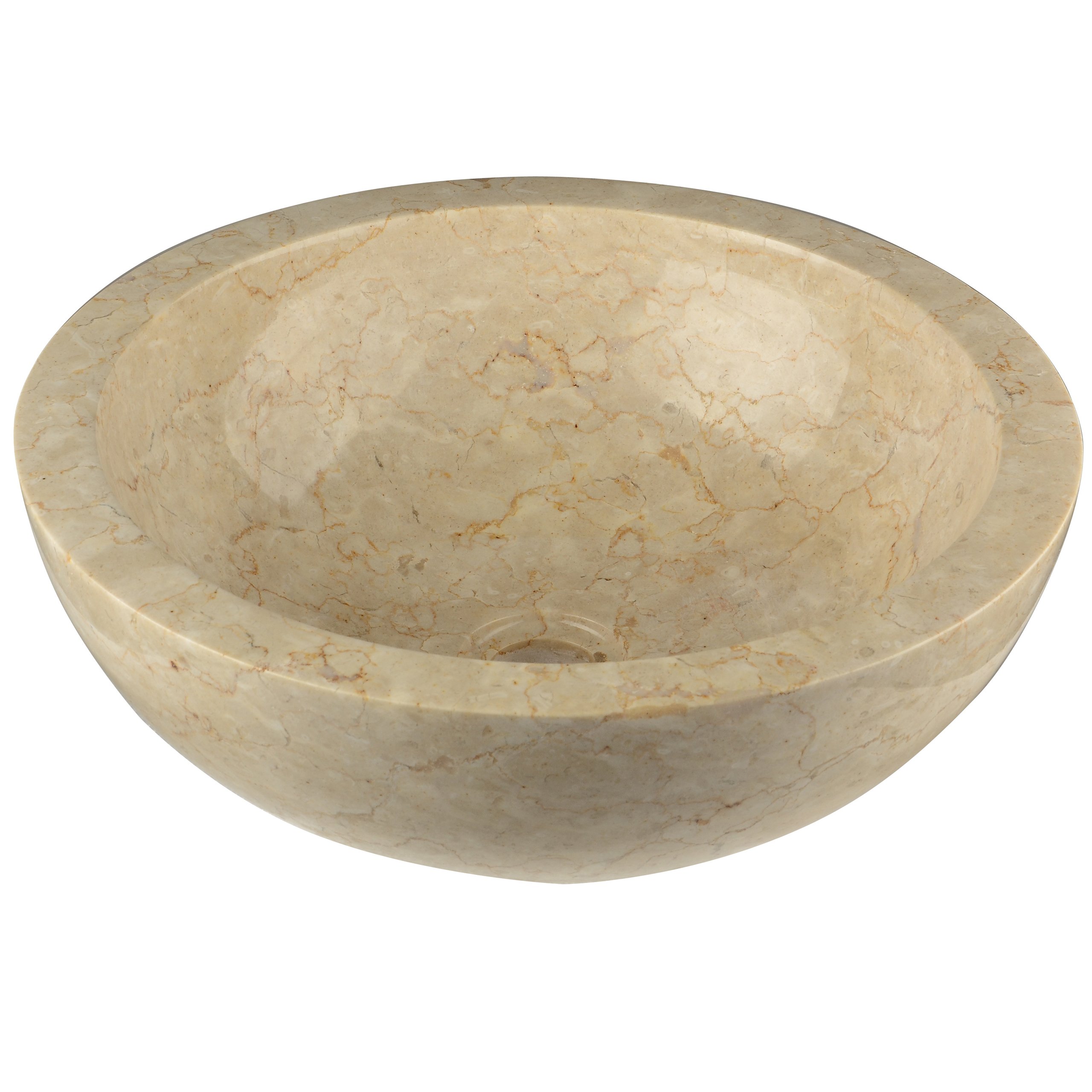 Divero Aufsatz-Waschbecken Bologna Handwaschbecken Waschschale Marmor Natur-Stein poliert rund beige Sand