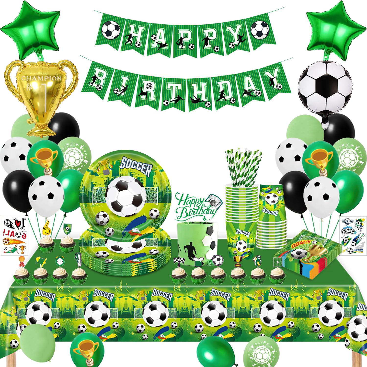 Decoration, Football Party Tableware Set, Decoration Boy, Balloons Paper Plates Cups Napkins Tablecloth for Party Children's Decoration