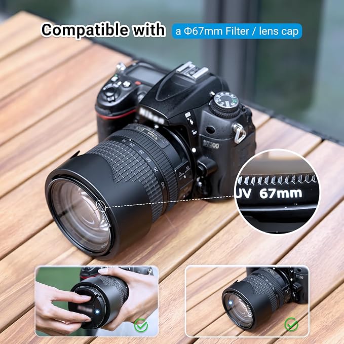Parasol reversible JJC para lentes Nikon AF-S DX 18-140mm miniatura 4