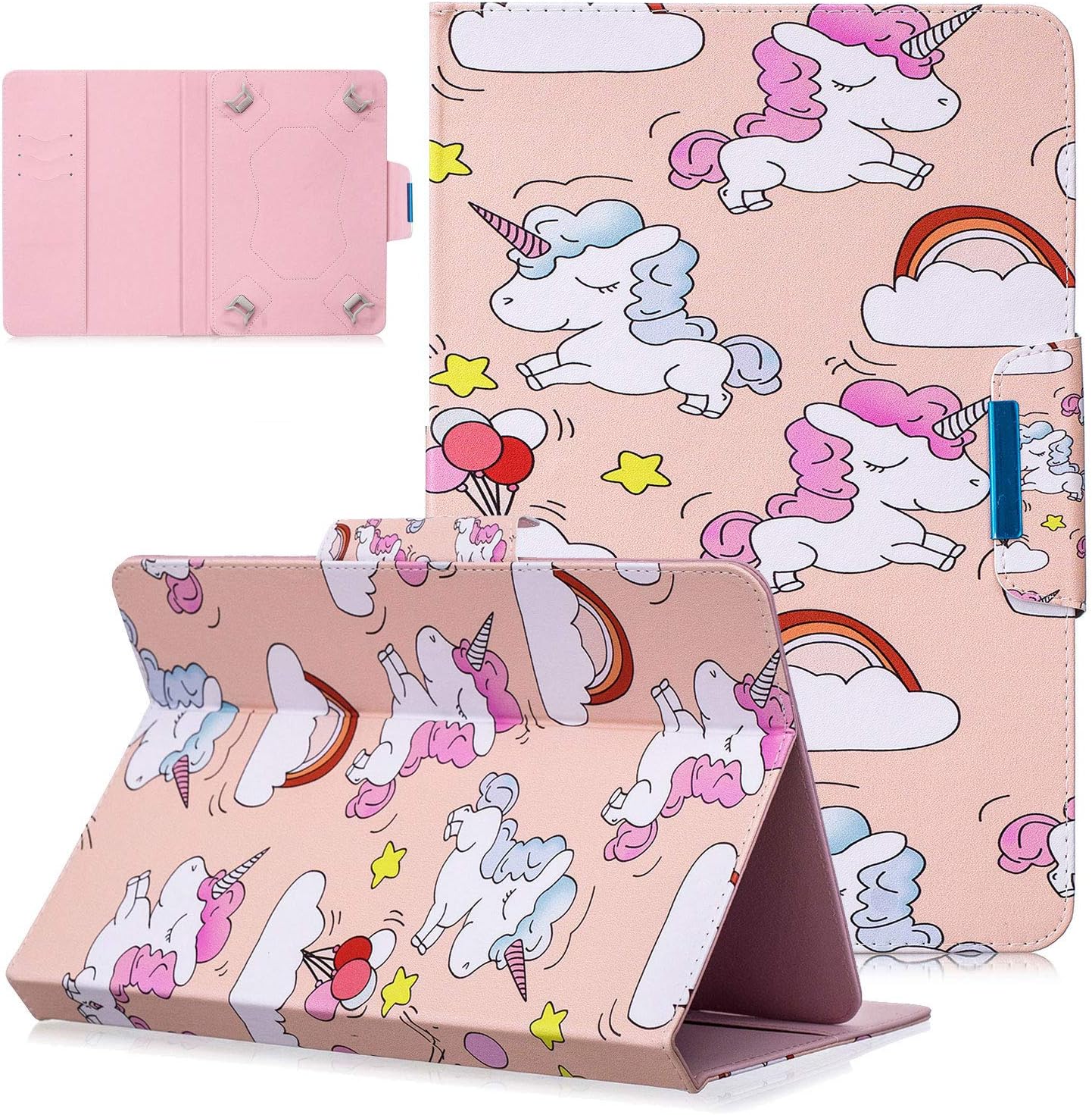 7.0 inch Case Universal, Folio PU Leather Stand with Card Slots Case for All 6.5-7.5 inch Samsung Galaxy/Amazon Fire 7/HDX7/Nexus/Dragon Touch/ASUS/KOBO/Huawei/RCA, Cloud Unicorn