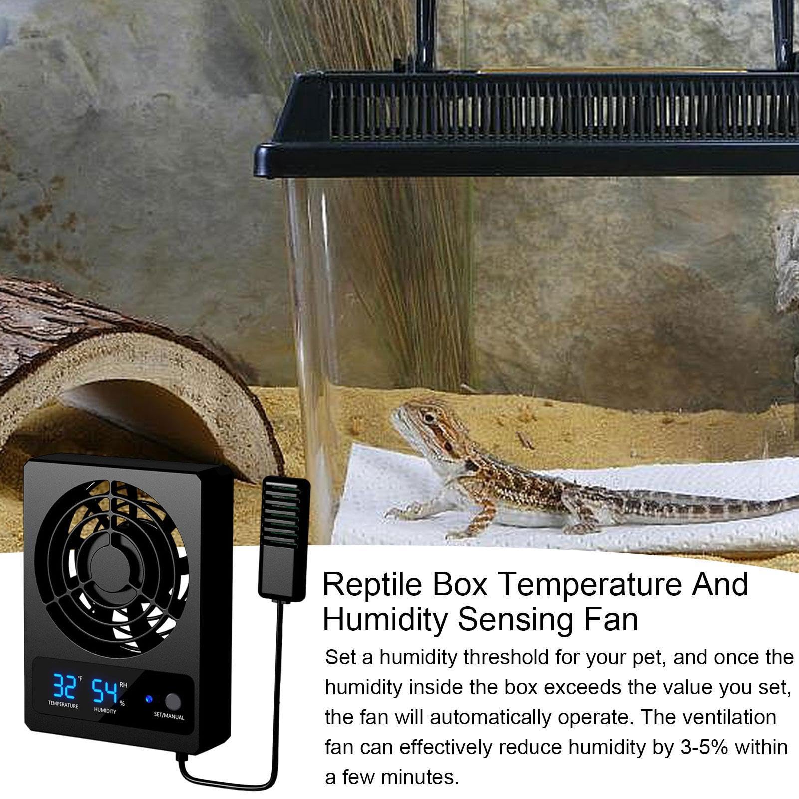 Ventilador inteligente con pantalla LED, control de temperatura y humedad, de refrigeración silencioso, ventilación de terrario, propietario de reptiles, promueve la salida de aire