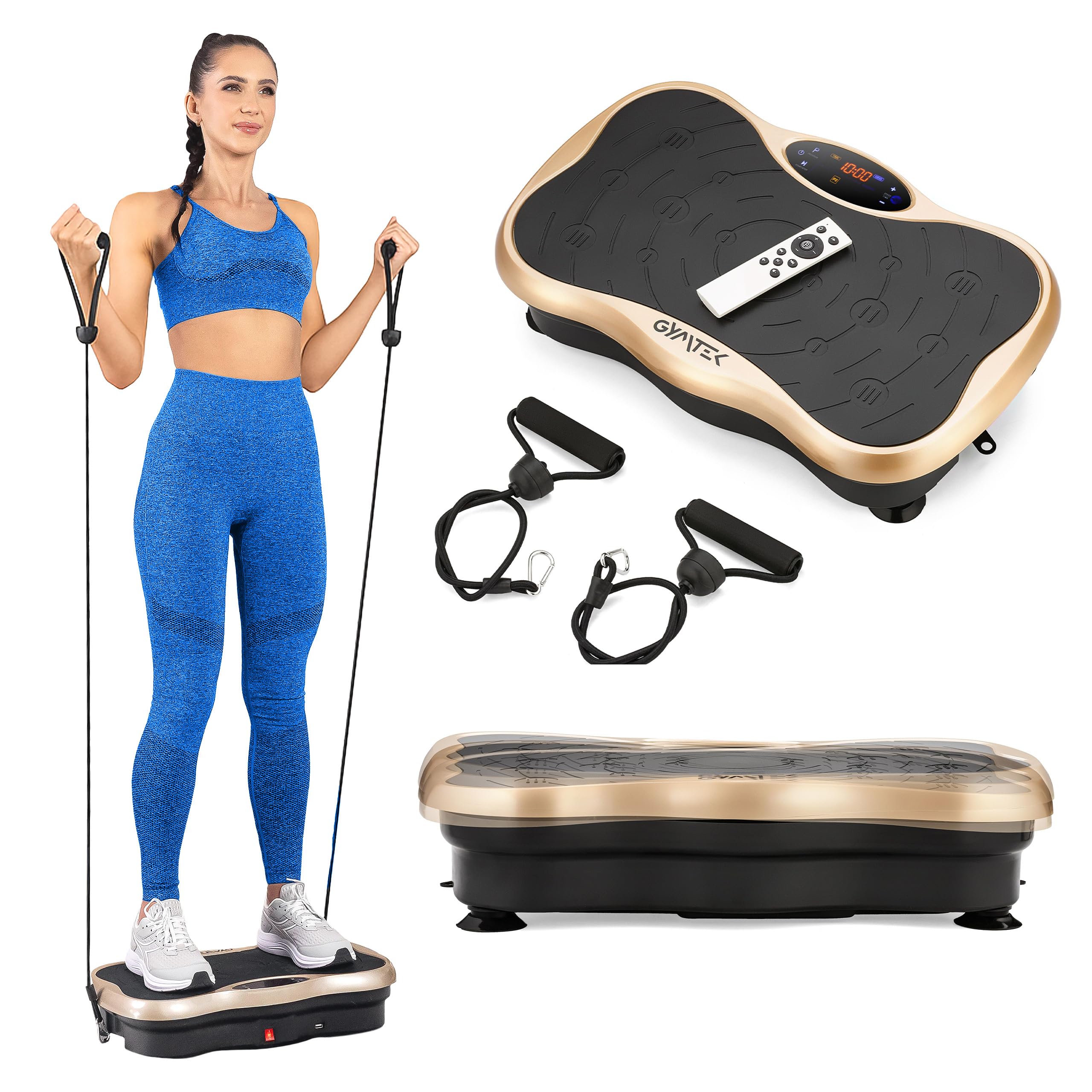 Plateforme Vibrante XP500 Gymtek - Perte de Poids, Plaque Vibrante Fitness, Appareil pour Maigrir, Machine Sport Maison (Doré)