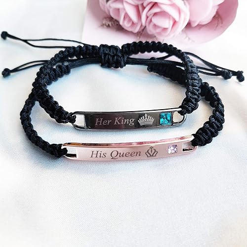 Miniatura 7 de Juego de collares para parejas, pulseras para él y ella, para su reina, su rey, para parejas, regalo para la pareja