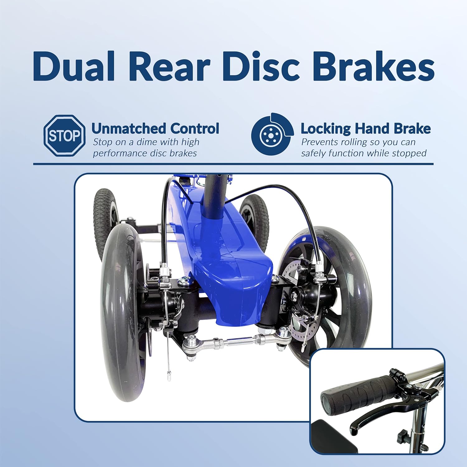 KneeRover Hybrid Fusion Knee Scooter Patent Pending All Terrain Crutch Alternative with 4 Wheel Steering (Electric Blue) : Health & Household