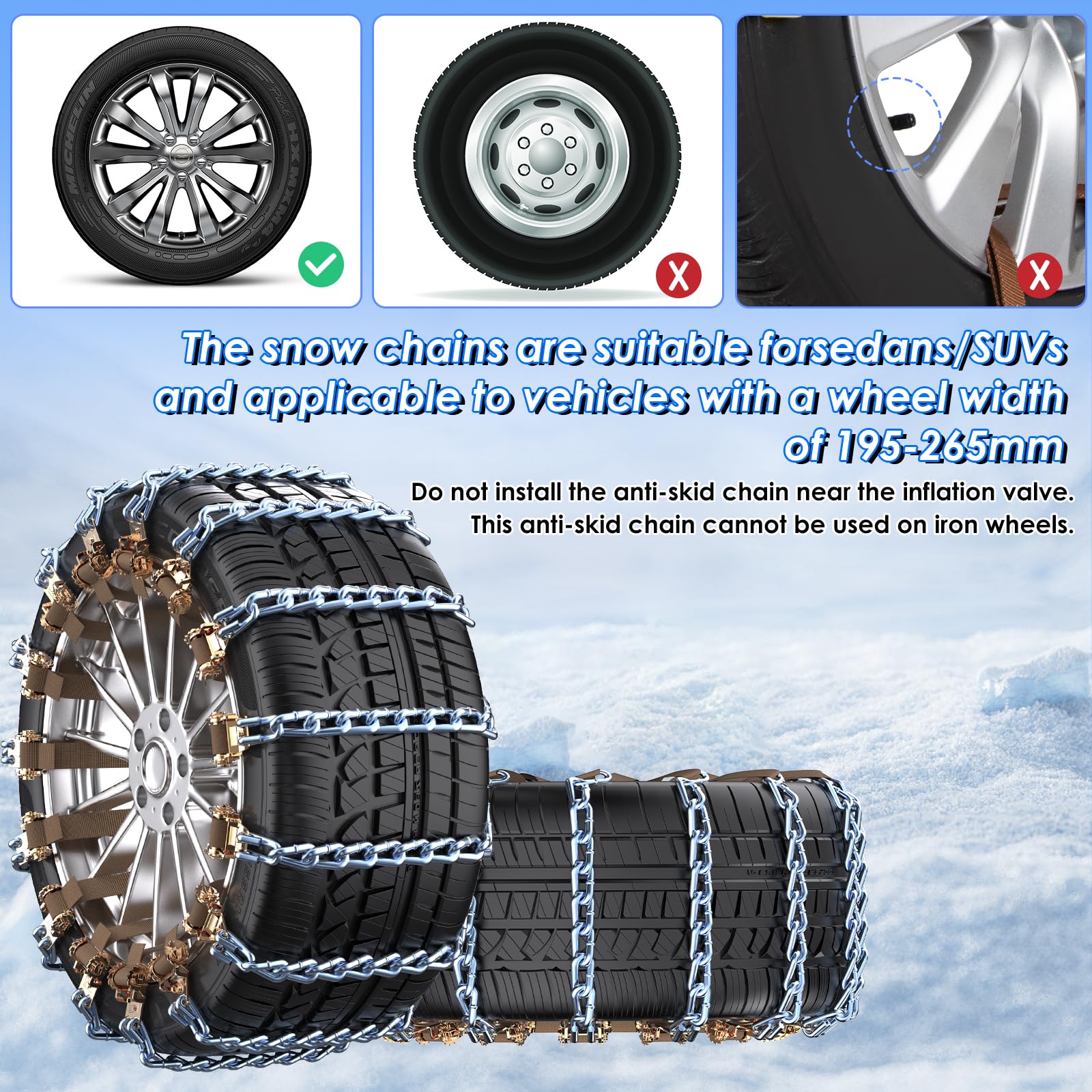 Sneeuwkettingen voor auto's Algemeen gebruik Eenvoudig te installeren Geschikt v oor lichte vrachtwagens/SUV/ATV Bandbreedte 185-225 mm Veiligheidskettingen (10 stuks geel Sneeuwkettingen voor auto's Algemeen gebruik Eenvoudig te installeren Geschikt v oor lichte vrachtwagens/SUV/ATV Bandbreedte 185-225 mm Veiligheidskettingen (10 stuks geel