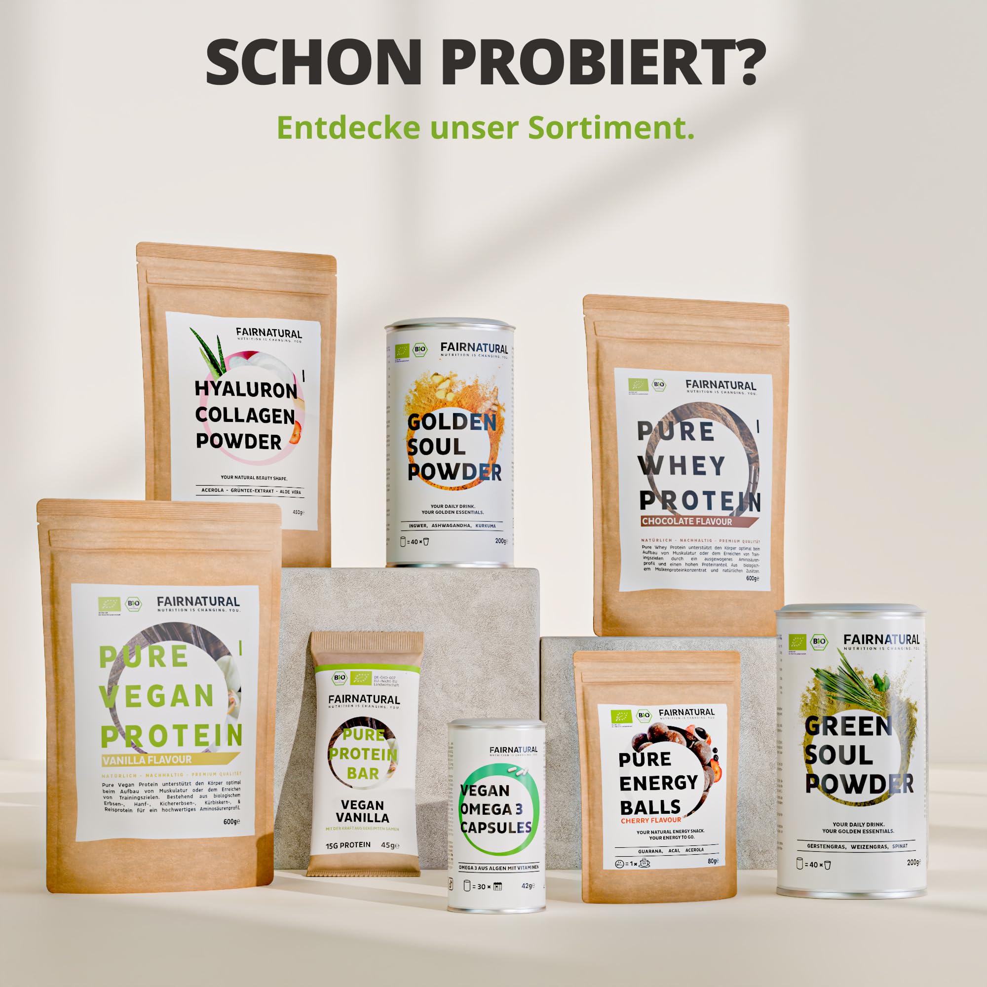 FAIRNATURAL® Protein Riegel Vegan Vanille [10x45G] - Vegane Whey Proteinriegel ohne Soja & zugesetztem Zucker - Eiweißriegel Herstellung in DE - Pflanzliche Energieriegel - Protein Bar - Snack Riegel