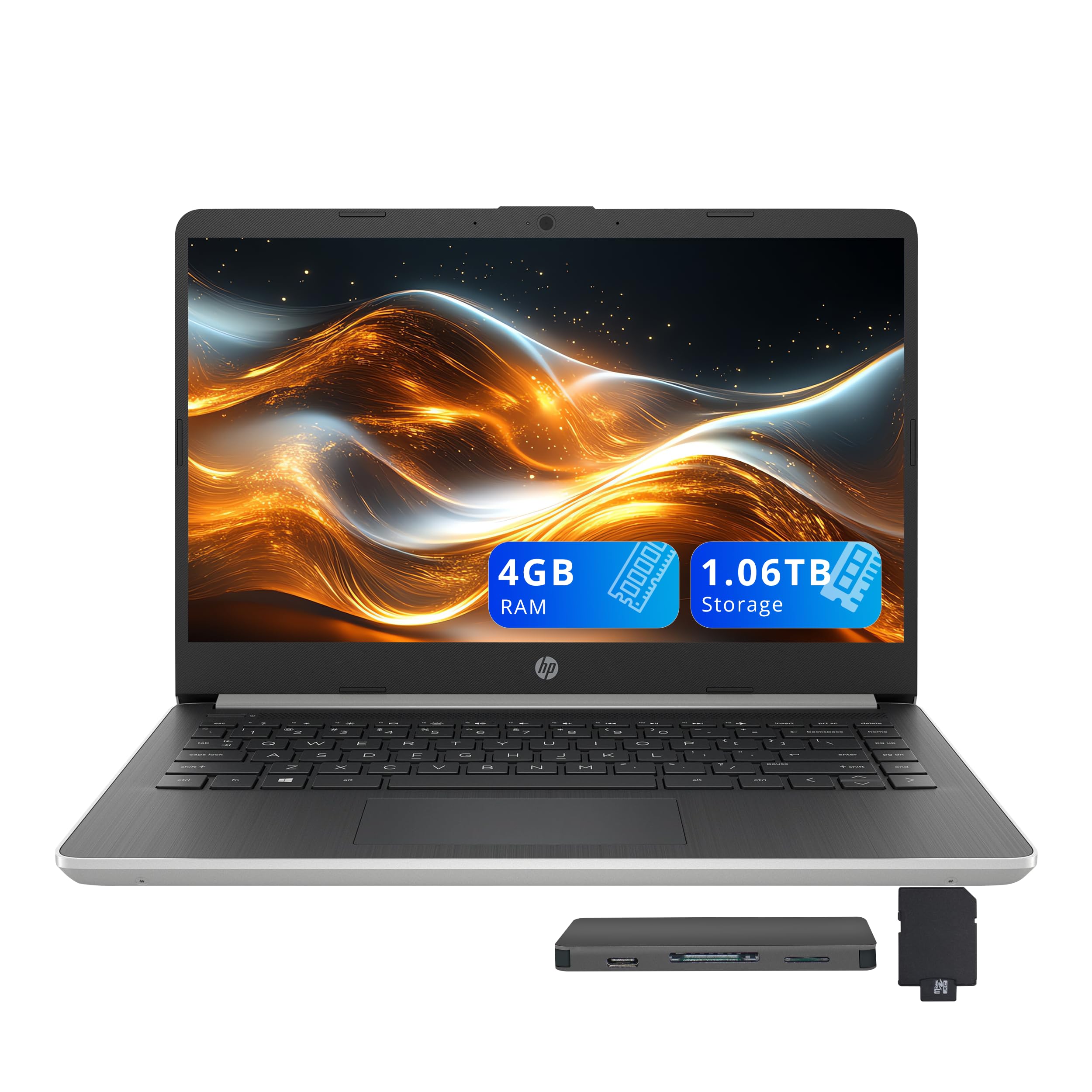 HP 14'' FHD Laptop, Intel Pentium Silver N5000, 4GB DDR4 RAM, 1.06