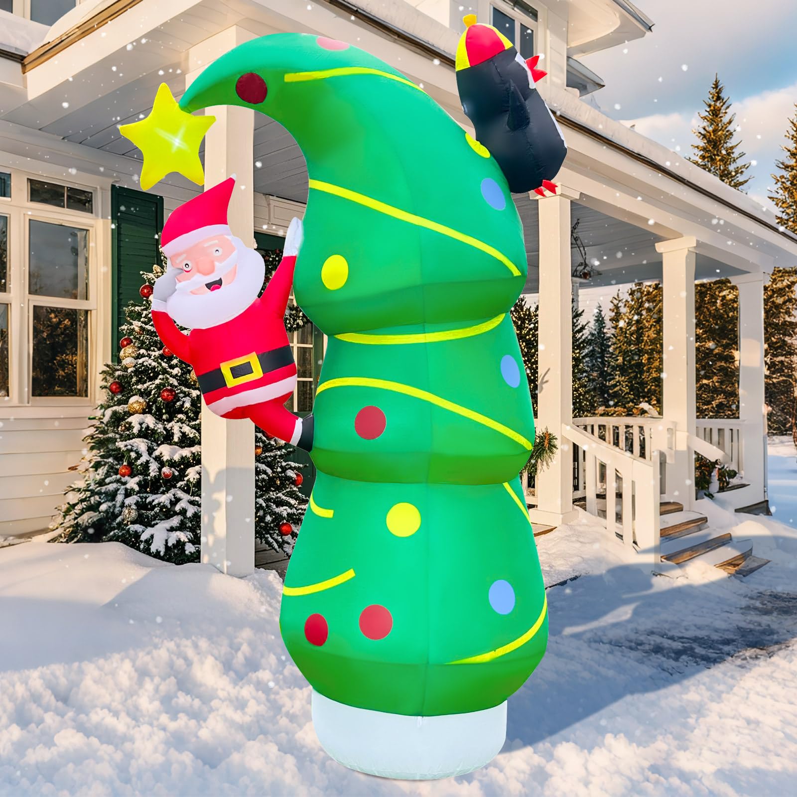 Père Noël agitant la main (Père Noël et sapin de Noël, 2,1 m)