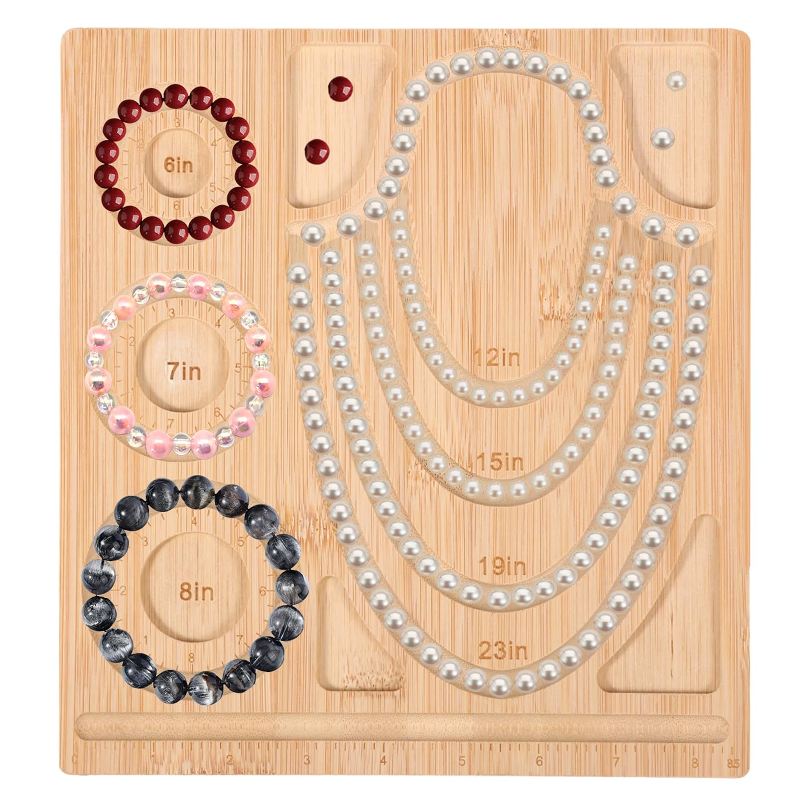 CBWERBB Bamboo Bead Board for Jewelry Making,Practical DIY Jewelry Board Design Tray with Measurement for Necklace and Bracelet Making(Style 1)