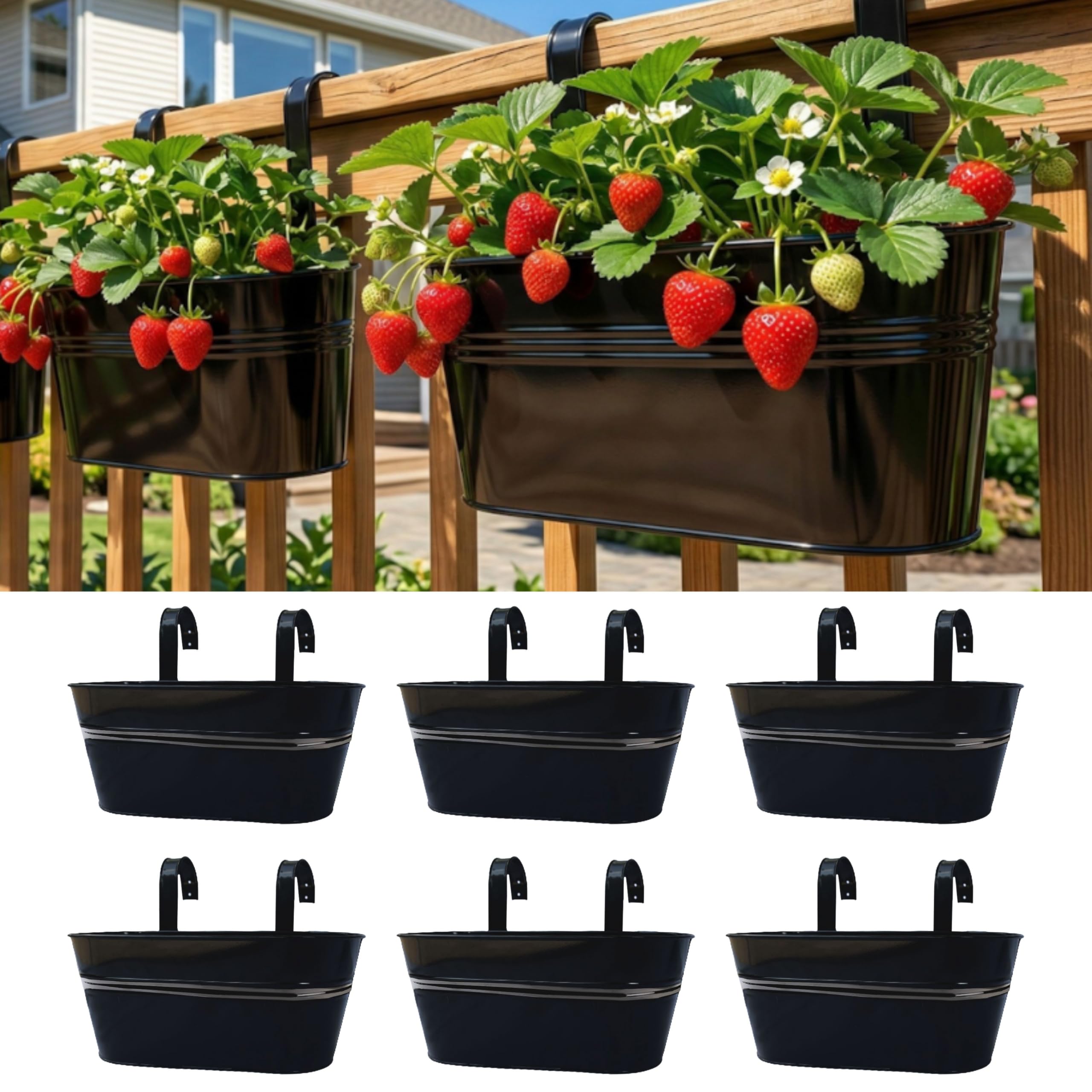LaLaGreen Outdoor Plants Rail Planter 6 Pack