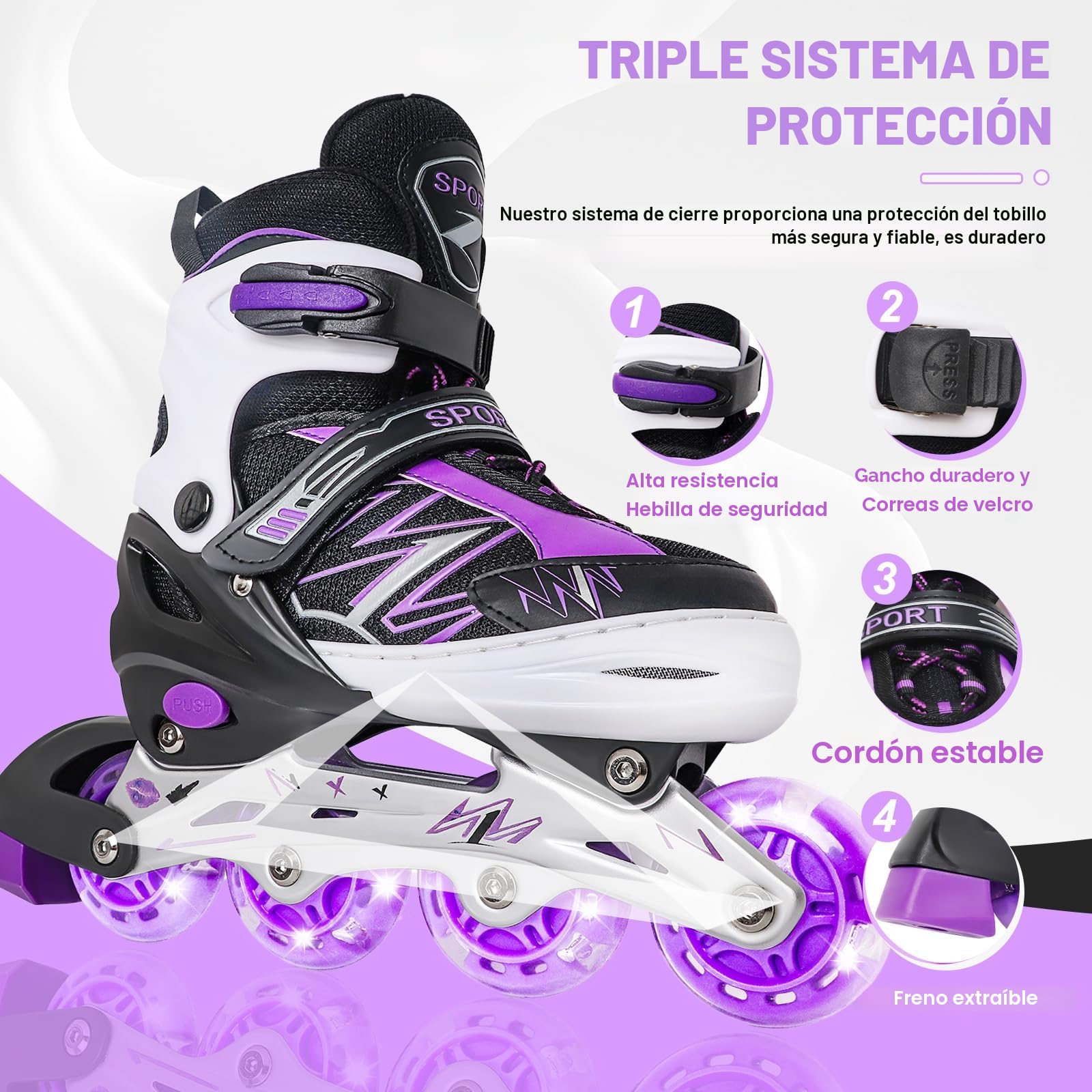Patines en línea Ajustables para niños con Ruedas de iluminación, Principiantes, Juegos al Aire Libre