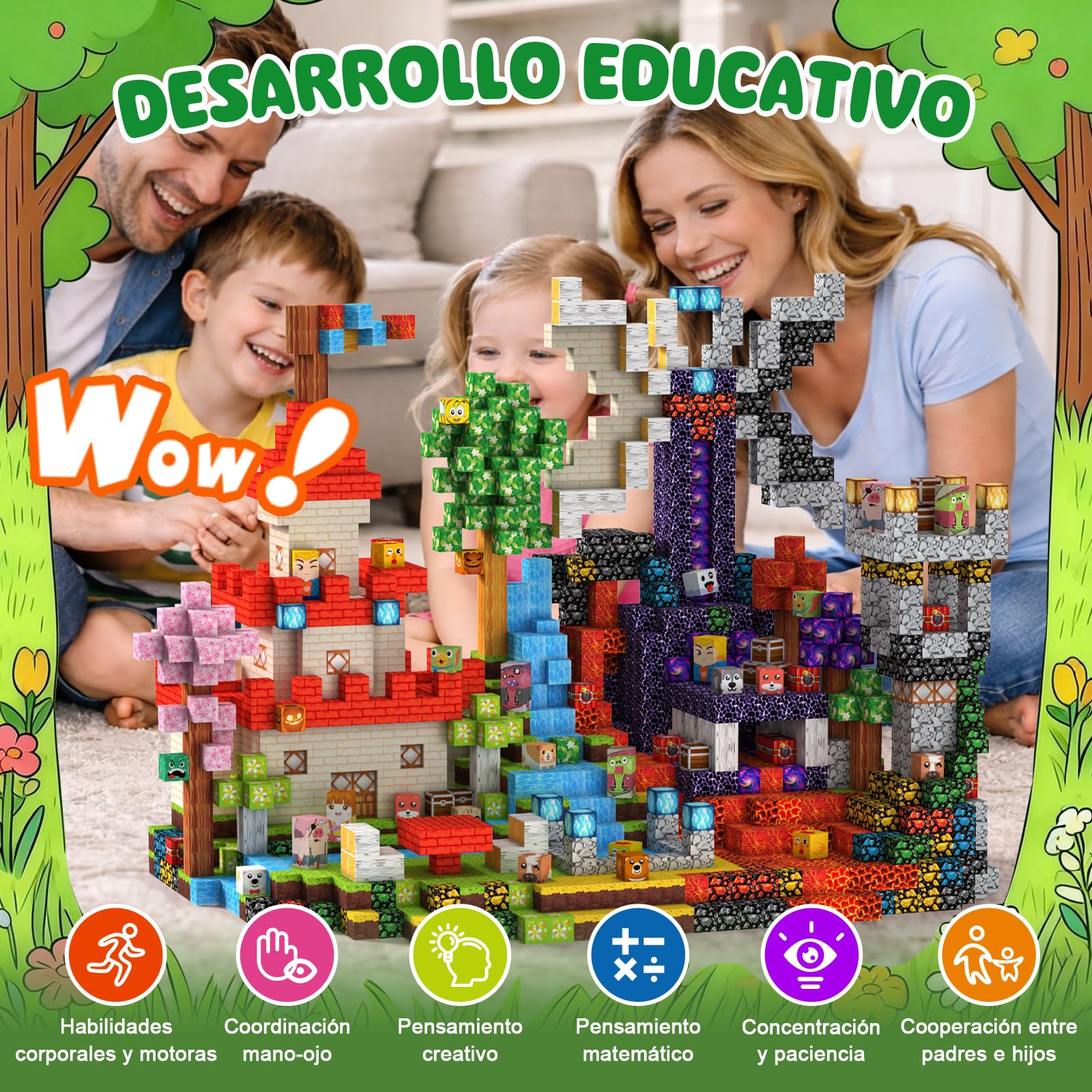 Bloques Magneticos Construccion Niños 330 Piezas 2CM 3+ Magneticas, Juego Magnetic Blocks Tiles Construcción, Juguetes Montessori para Niños 4 5 6 7 8 9 10 11 12 Regalos de Cumpleaños para Niñas