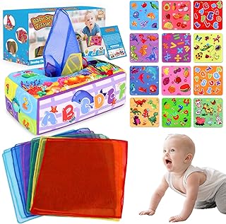 Baby Tissue Box Toy, Tissue Pulling Baby Toy, Baby Wipes Toy with Scarves, Sensory Tissue Box Baby Toy, Tissue Box Toy For Babies 6-12 Months, Tissue Box Toy For Kids, Baby Tissue Box Toy Montessori