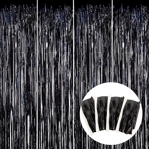 BEISHIDA 4 cortinas doradas de oropel para puerta, telón de fondo de pared con flecos, fondo de pared para cumpleaños, Halloween, Navidad, boda,