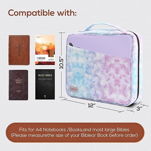 Miniatura 2 de Funda grande para la Biblia, estuches de transporte con asa y correa para el hombro, funda de libro de las Escrituras para uso diario y organizador